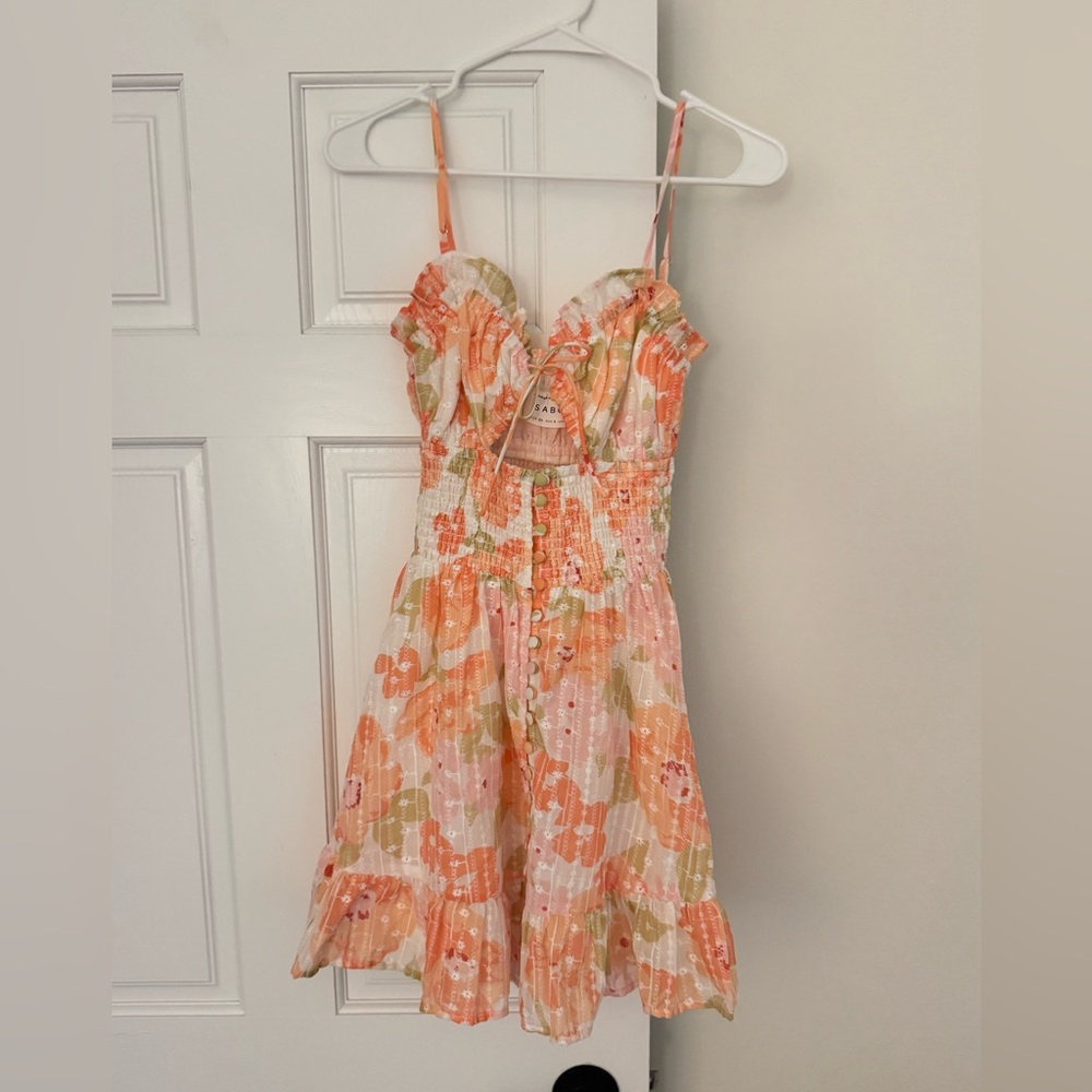 SABO Floral Mini Dress in Pink and Orange